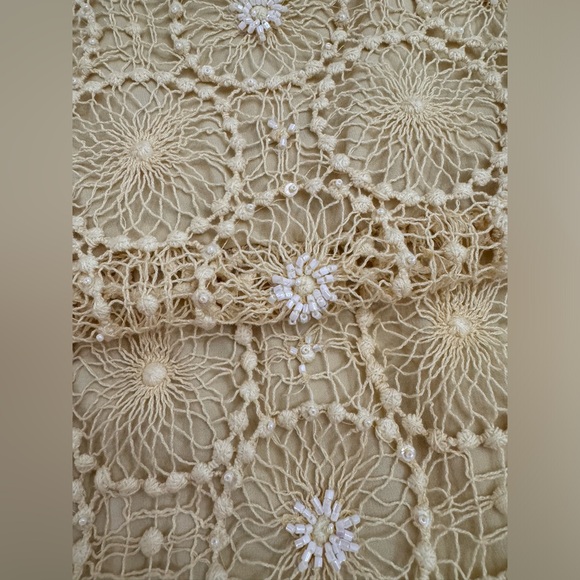 Alice +Olivia yellow sequin crochet sleeveless mini dress small - Picture 10 of 11